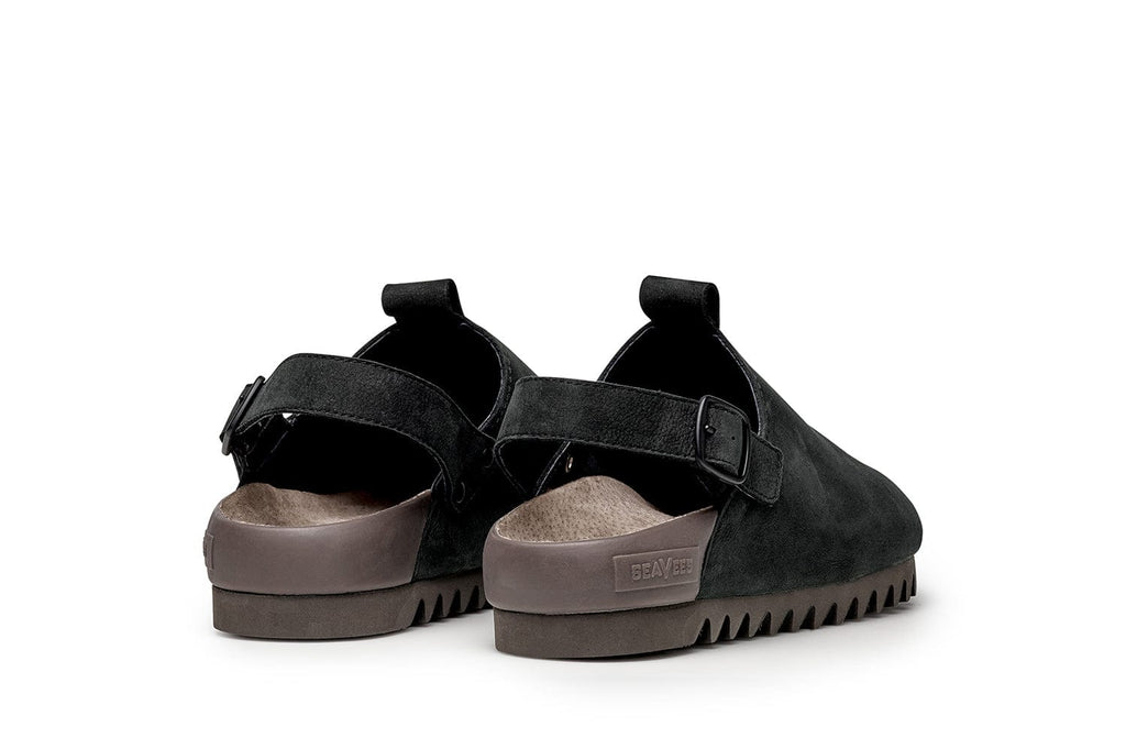 Men's Tahoe Trekker sandal in Black leather, heel view