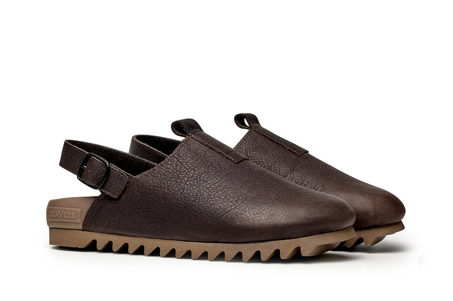 Men's Tahoe Trekker sandal in Dark Chocolate leather, three-quarter view