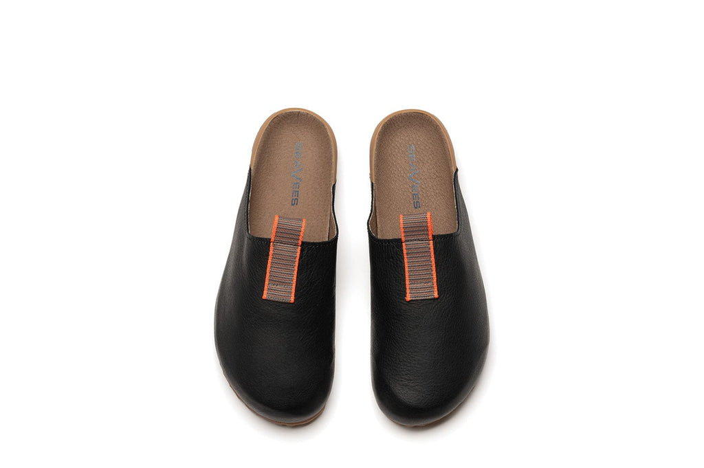 Men's Tiburon Trekker sandal in Black leather, top view