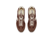 Men's Wilcox Low Profile Trainer sneaker in Cinnamon nylon and suede, top view