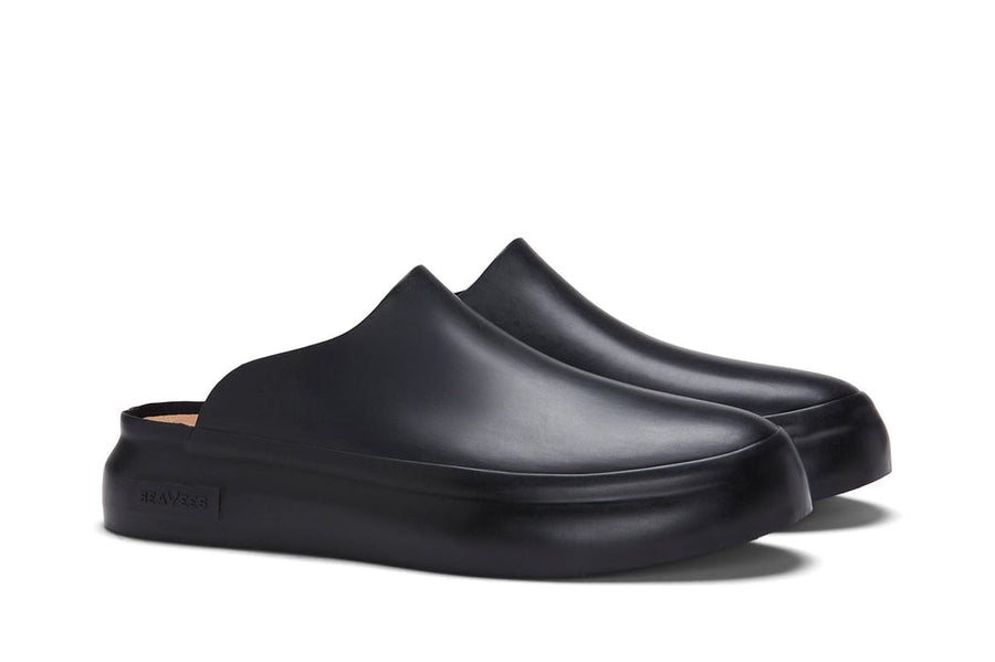 Men's Williams Mule in Black rubber, three-quarter view