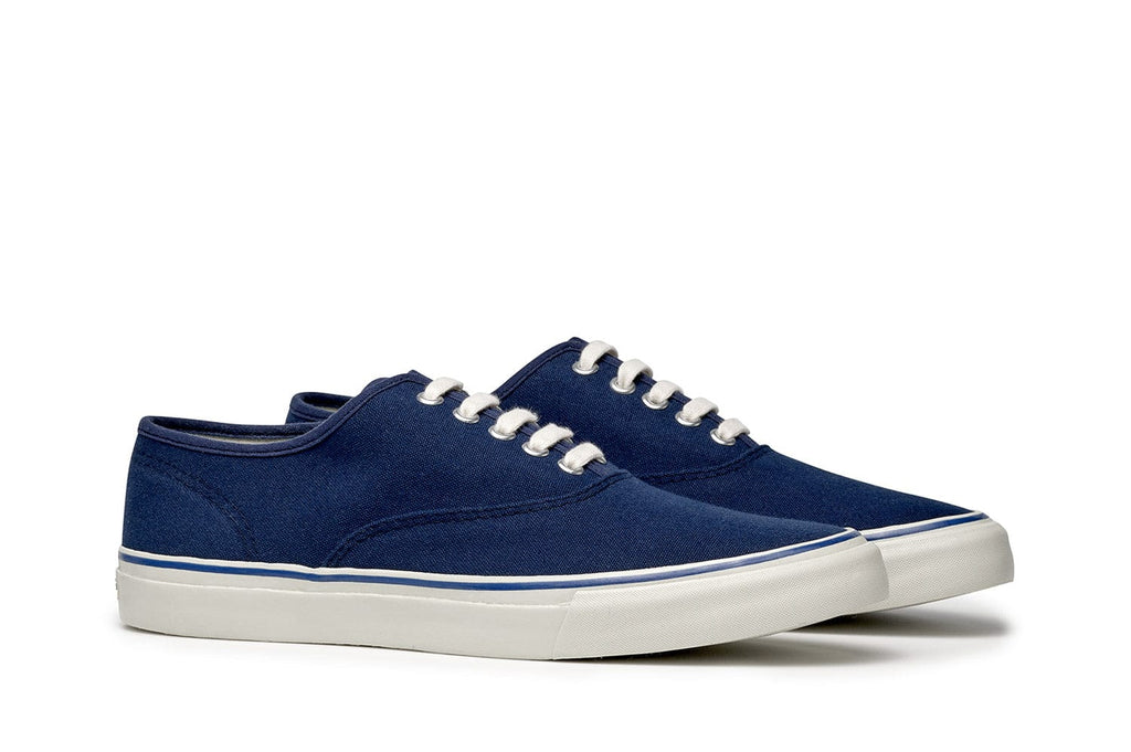 Men's Founders Edition Yacht Shoe in Navy canvas, three-quarter view