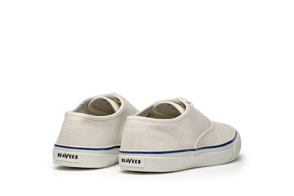 Men's Founders Edition Yacht Shoe in White canvas, heel view