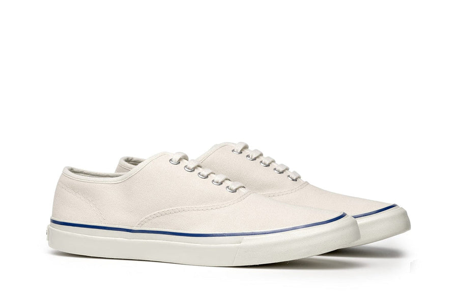 Men's Founders Edition Yacht Shoe in White canvas, three-quarter view