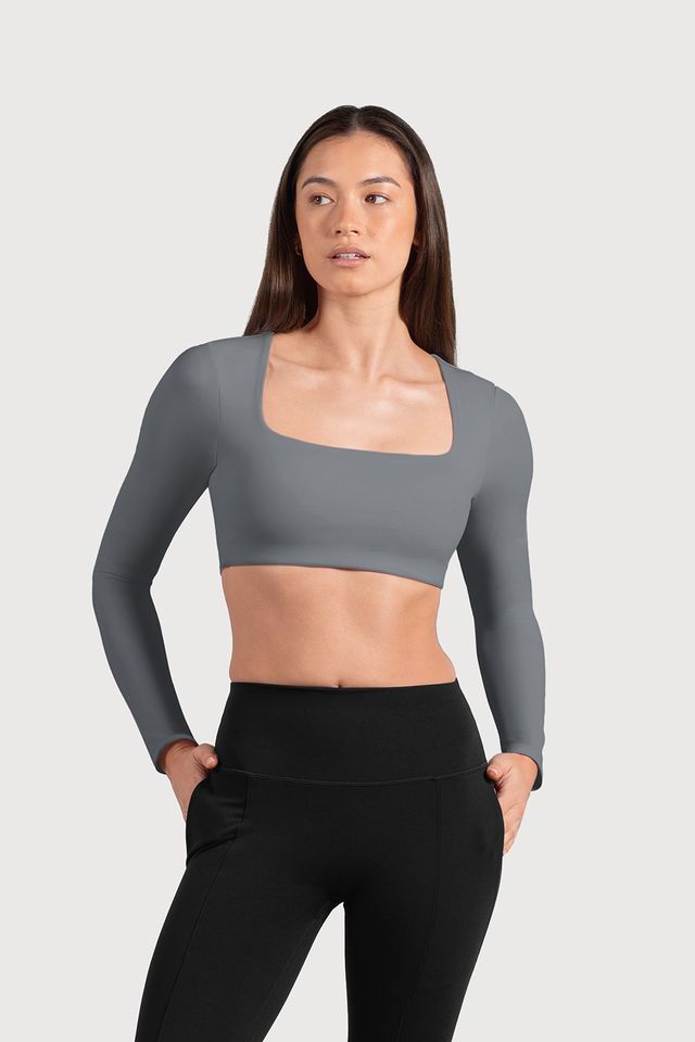 Ladies Active Long Sleeve Crop Top