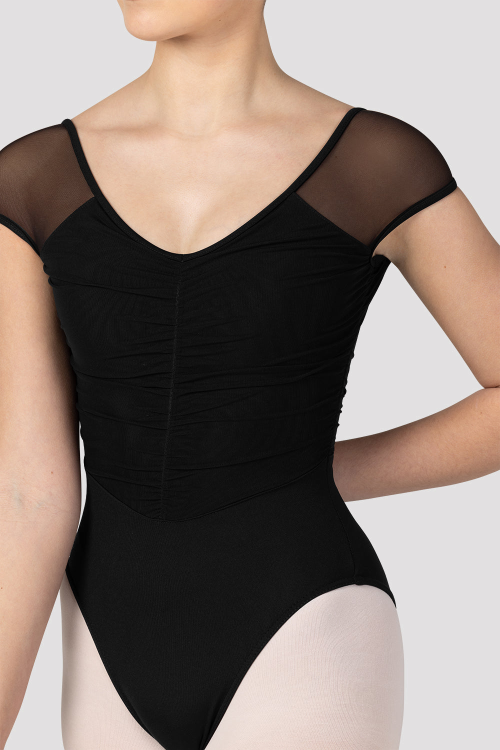 Ladies Flavia Ruched Bodice Cap Sleeve Leotard