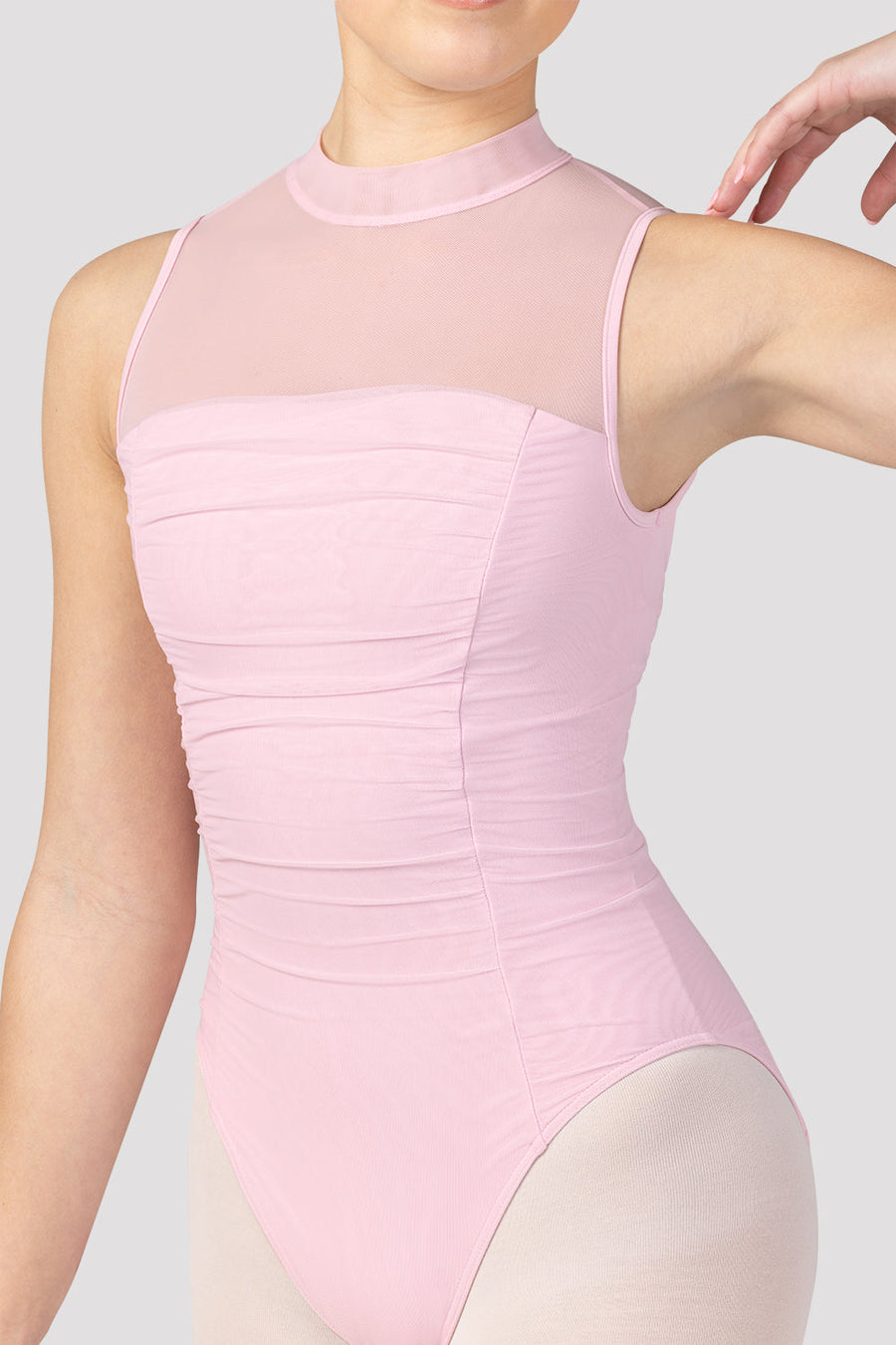 Ladies Fenella Ruched Bodice Mock Neck Leotard