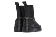 Women's Chalet Chelsea Boot in Black leather, heel view