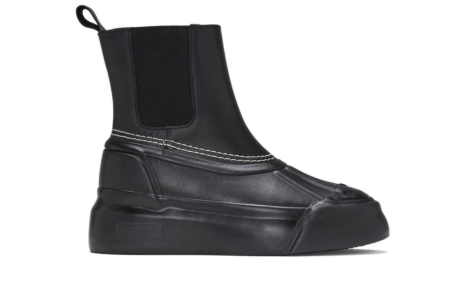 Women's Chalet Chelsea Boot in Black leather, side view