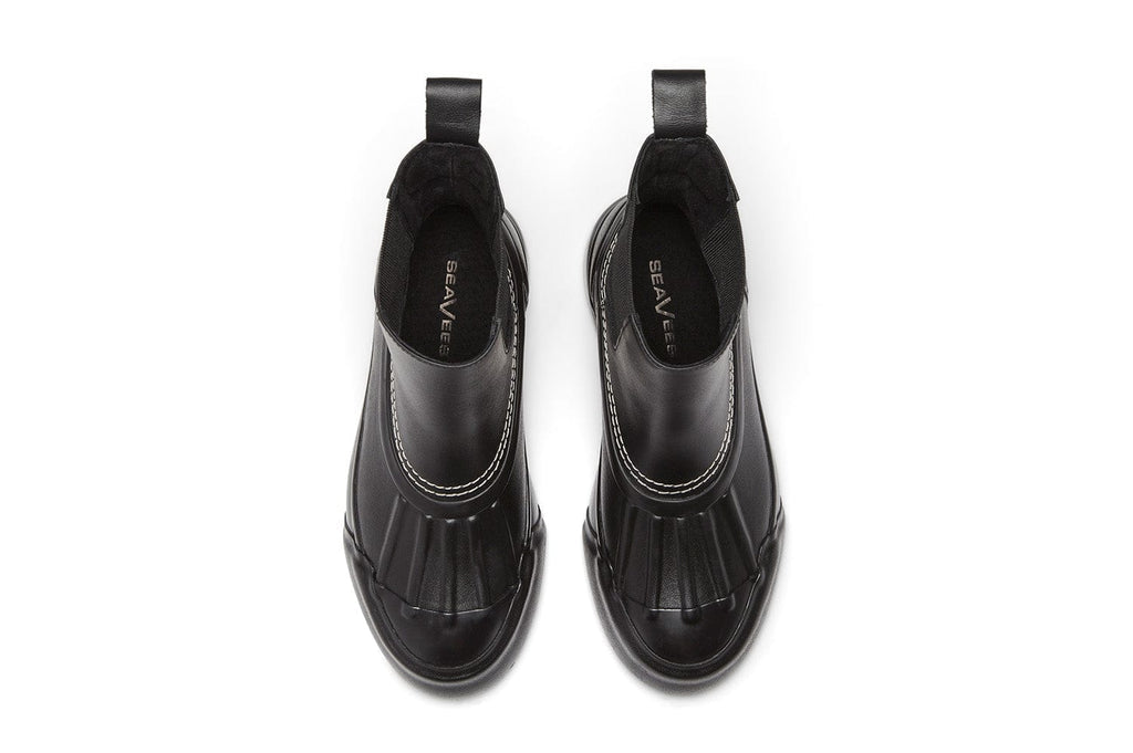 Women's Chalet Chelsea Boot in Black leather, top view