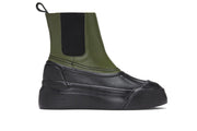 Women's Chalet Chelsea Boot in Utility Olive leather, side view