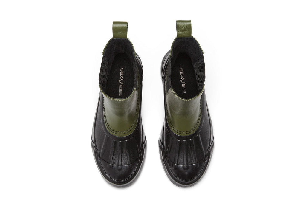 Women's Chalet Chelsea Boot in Utility Olive leather, top view