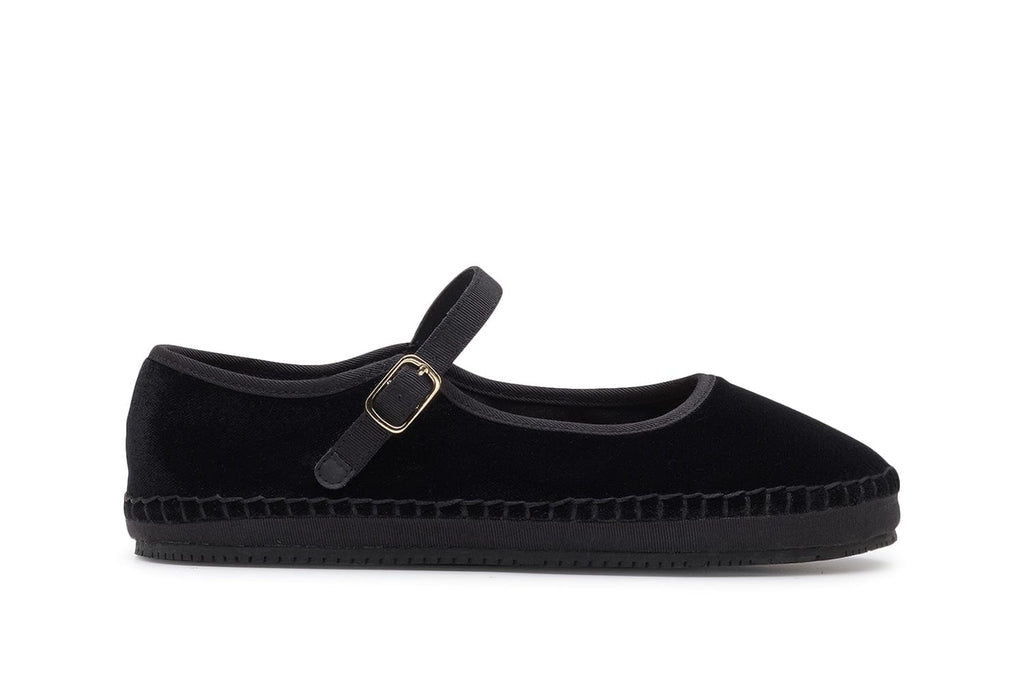 Women's Carlyle Mary Jane in Black velvet, side view