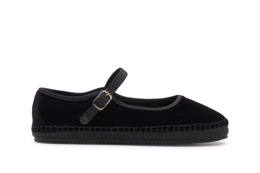 Women's Carlyle Mary Jane in Black velvet, side view