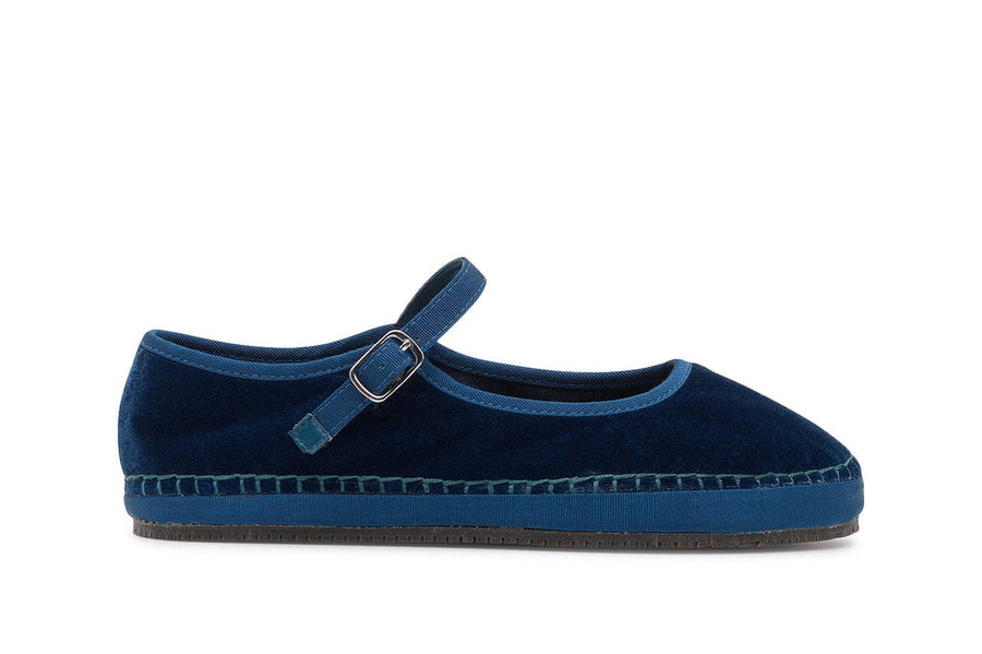 Women's Carlyle Mary Jane in Sapphire velvet, side view
