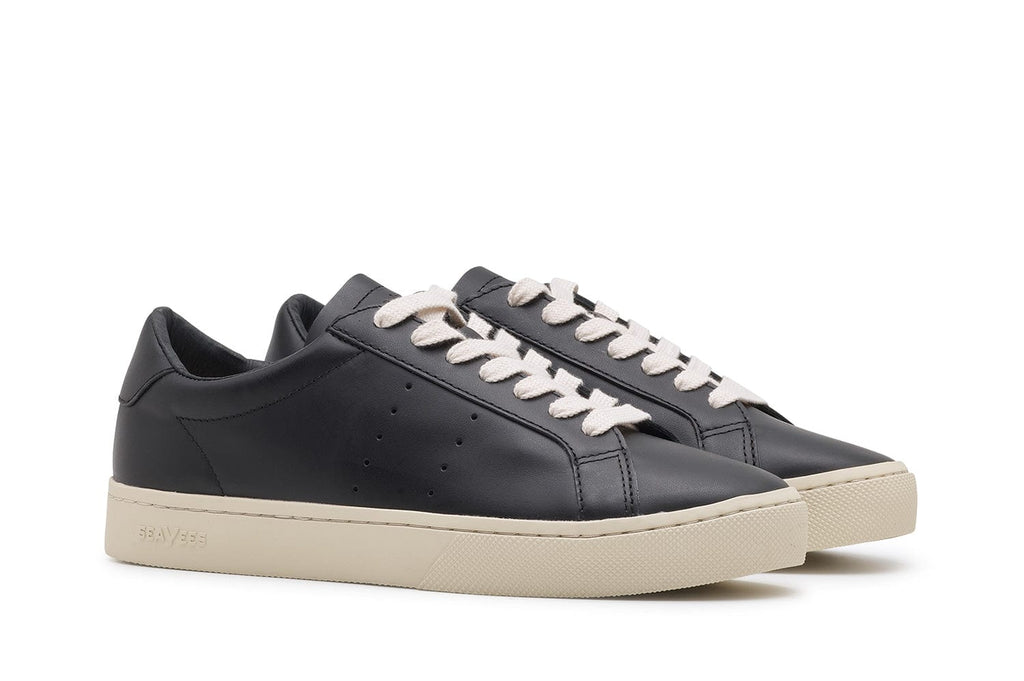 Women's Diamond Cup sneaker in Black leather, three-quarter view