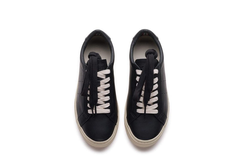 Women's Diamond Cup sneaker in Black leather, top view, alternate shot 3