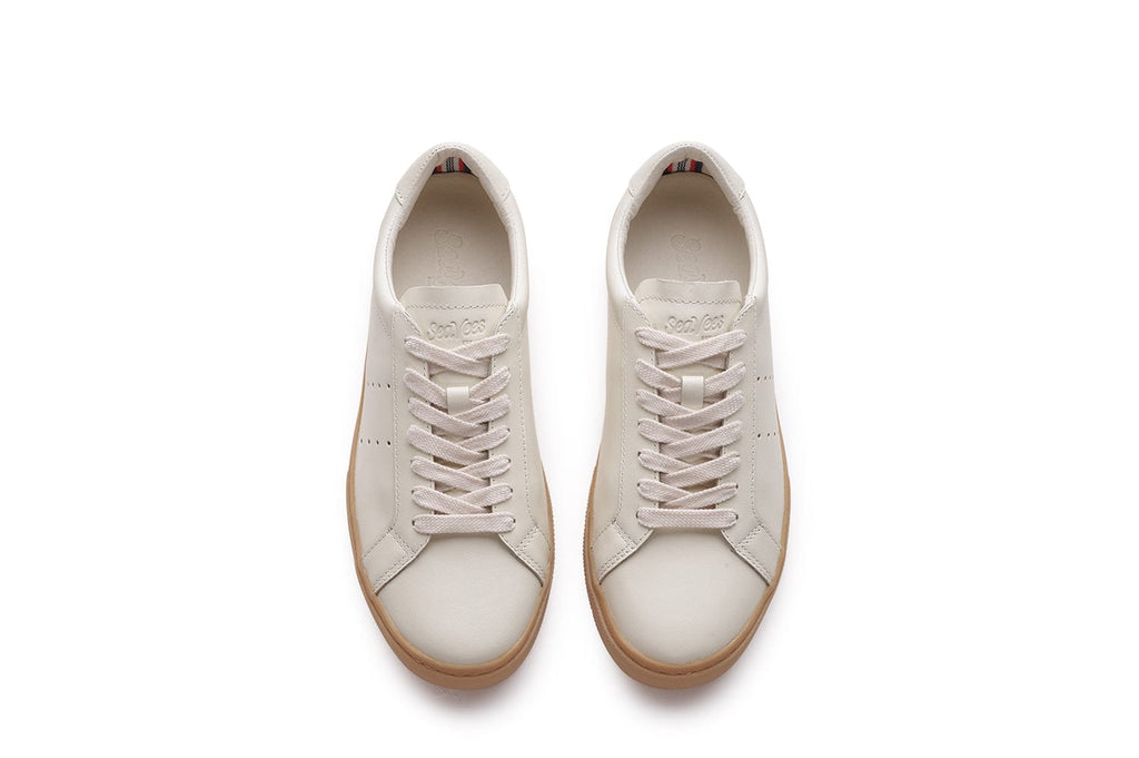 Women's Diamond Cup sneaker in Ecru leather, top view