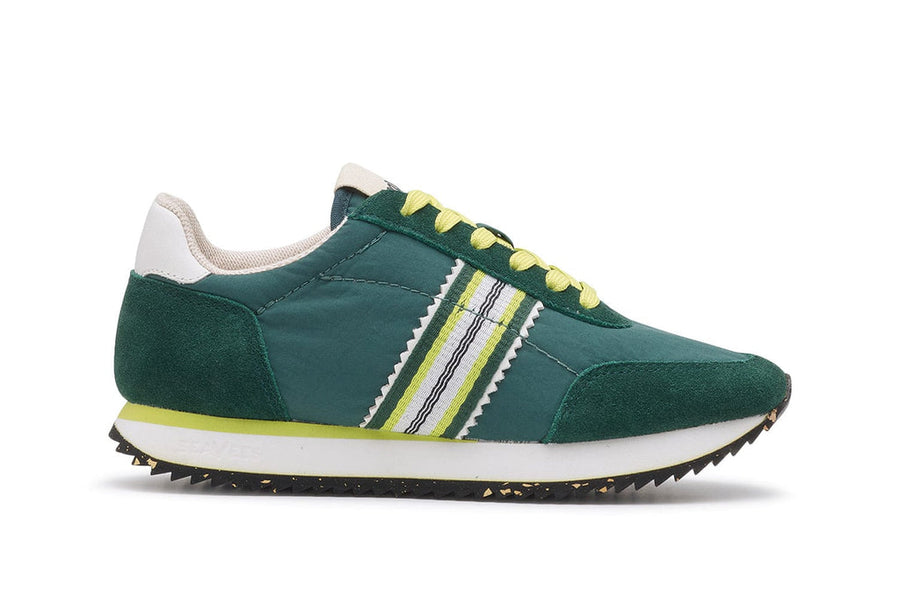 Women's Royal Runner sneaker in Juniper nylon and suede, side view, alternate shot 2