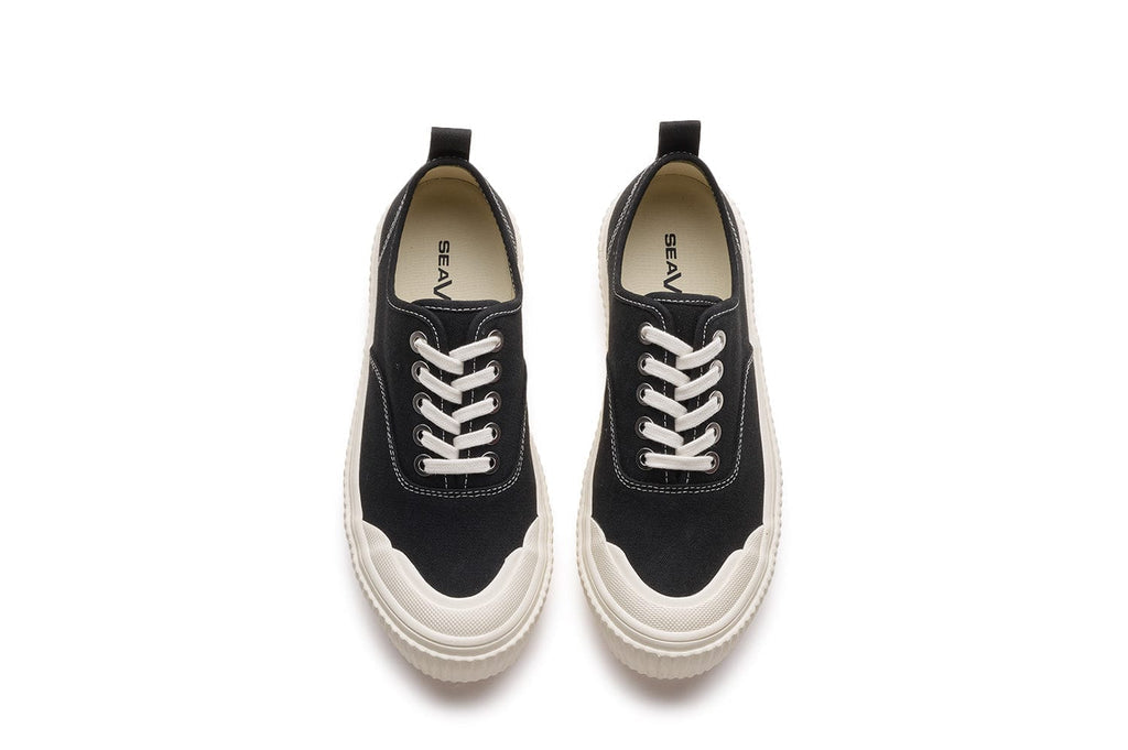 Women's Sato Oxford in Black canvas, top view