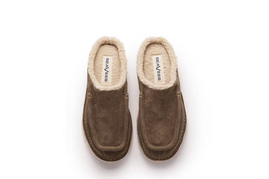 Women's Retreat Slipper in Clove suede, top view