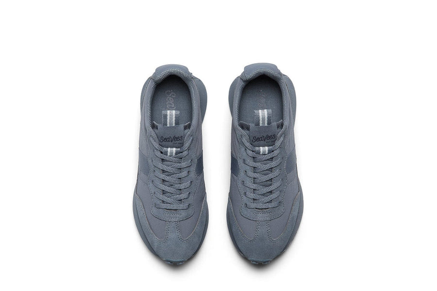 Women's Acorn Trainer sneaker in Mist nylon and suede, top view