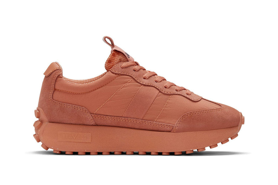 Women's Acorn Trainer sneaker in Sunbaked nylon and suede, side view