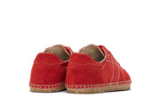 Women's Avenue Espadrille in Strawberry nylon and suede, heel view