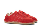 Women's Avenue Espadrille in Strawberry nylon and suede, three-quarter view