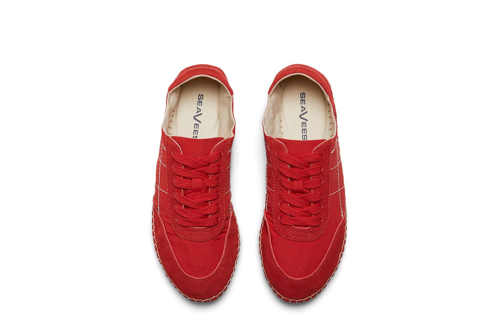 Women's Avenue Espadrille in Strawberry nylon and suede, top view