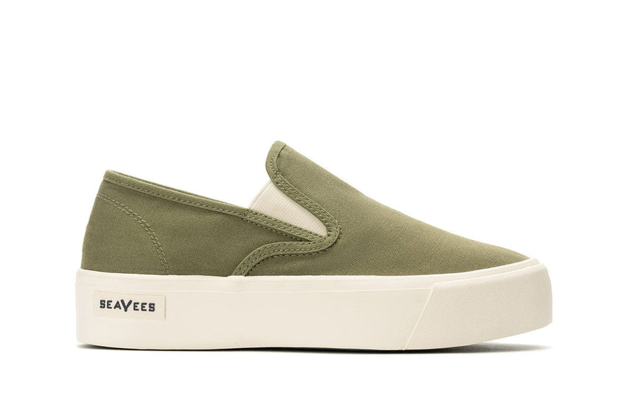 Women's Baja Slip On in Surplus Green canvas, side view