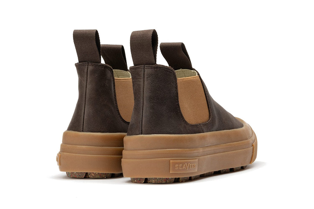Women's Ballard Boot in Coffee Bean leather, heel view