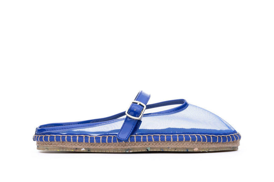 Women's Belmond Mule in Cobalt Blue mesh, side view