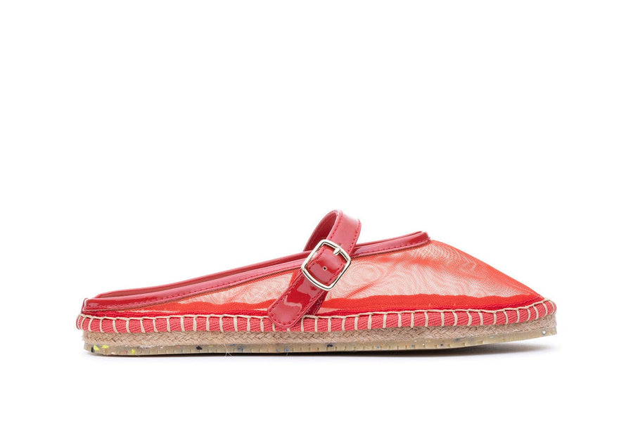 Women's Belmond Mule in Forever Red mesh, side view