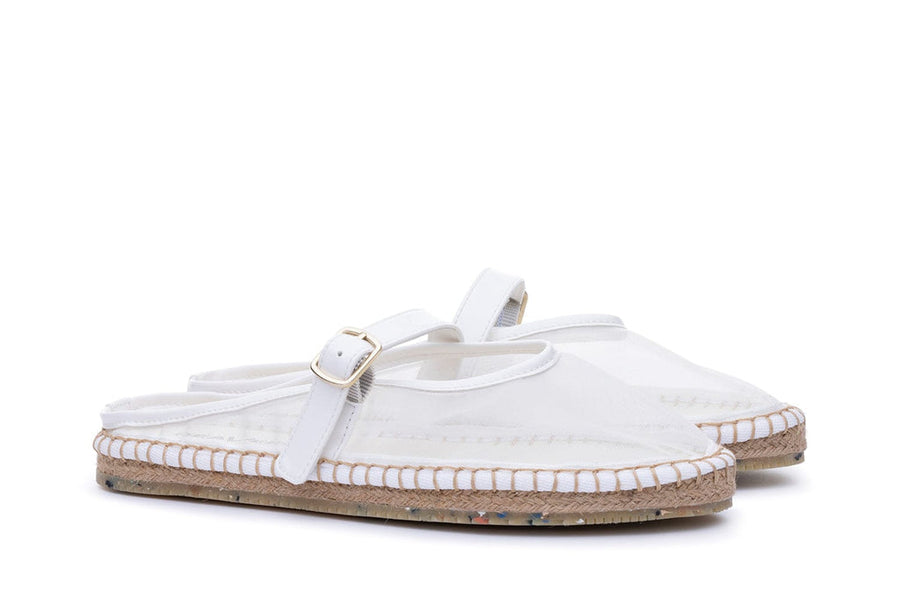 Women's Belmond Mule in White mesh, three-quarter view
