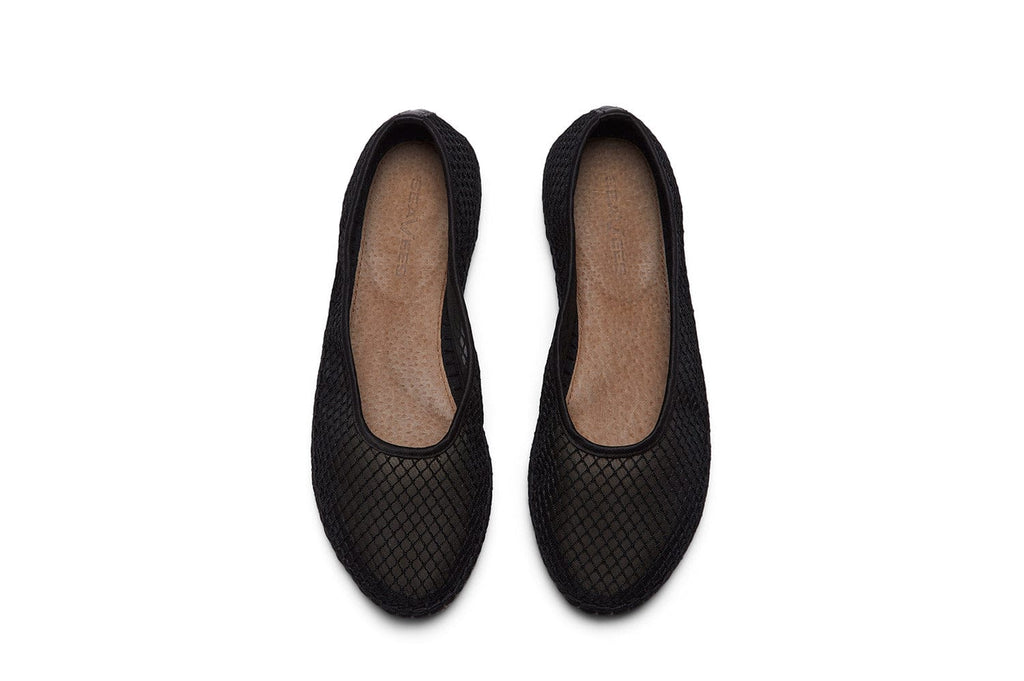 Women's Biltmore Ballet in Black mesh, top view