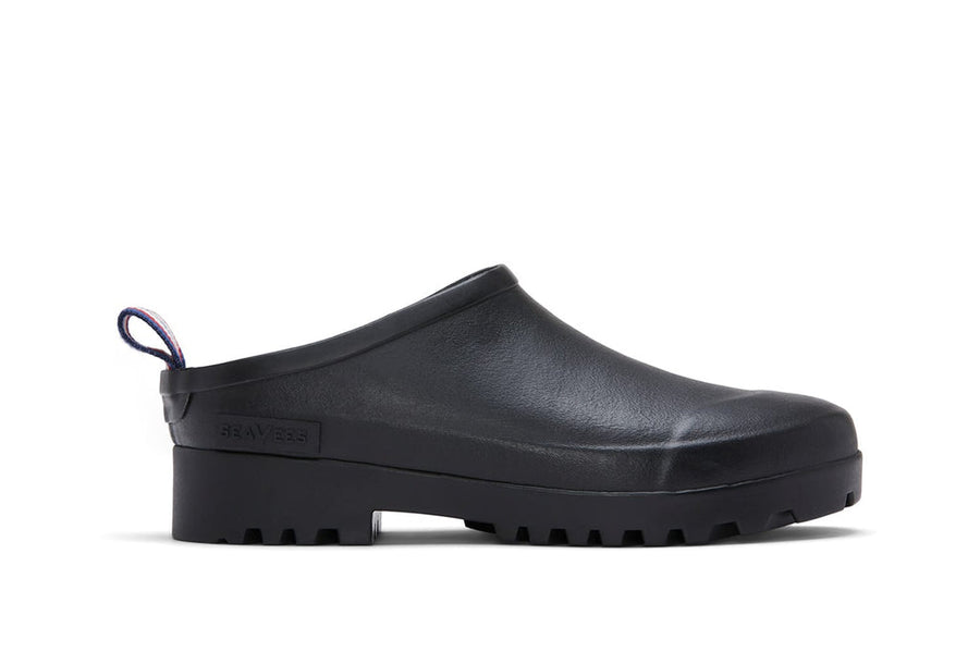 Women's Bodega Clog in Black rubber, side view