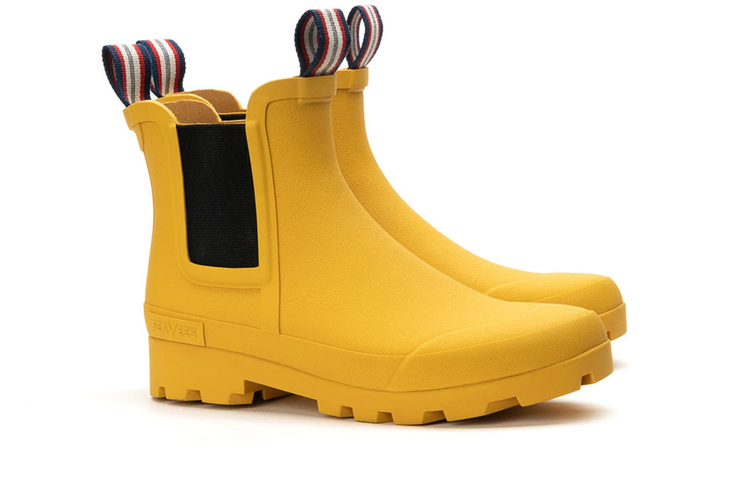 Women's Bolinas Off Shore Boot in Calendula rubber, three-quarter view