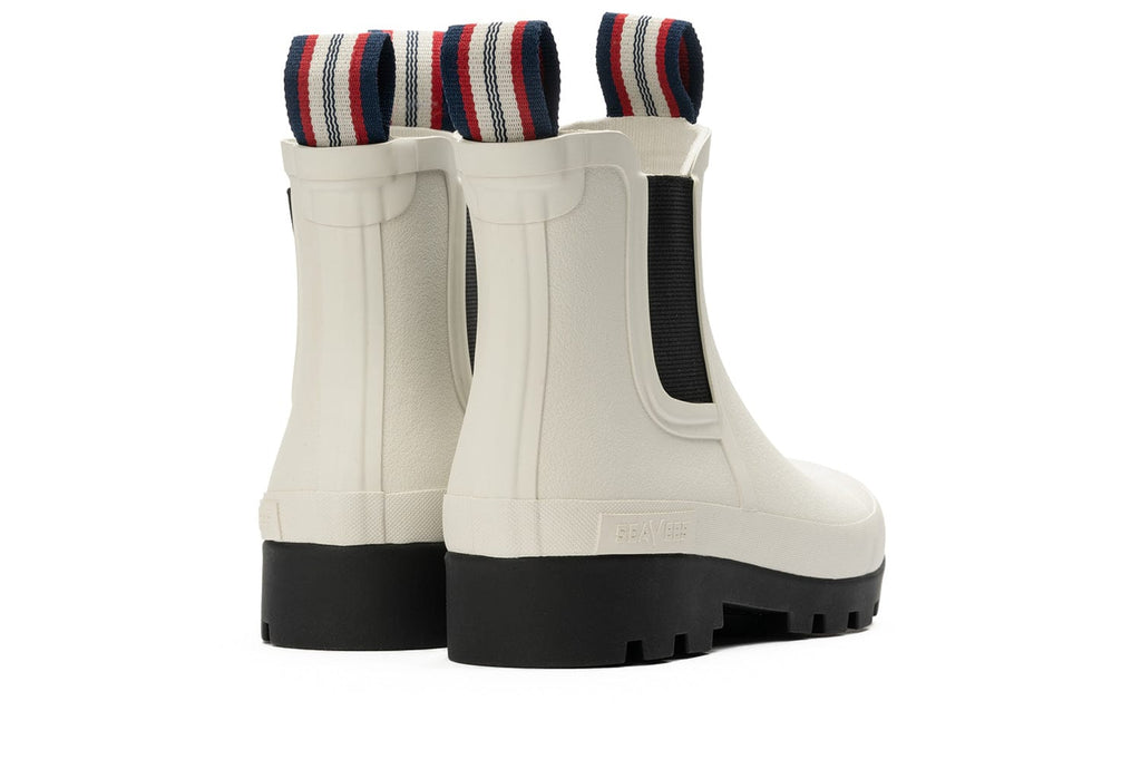 Women's Bolinas Off Shore Boot in Salt rubber, heel view
