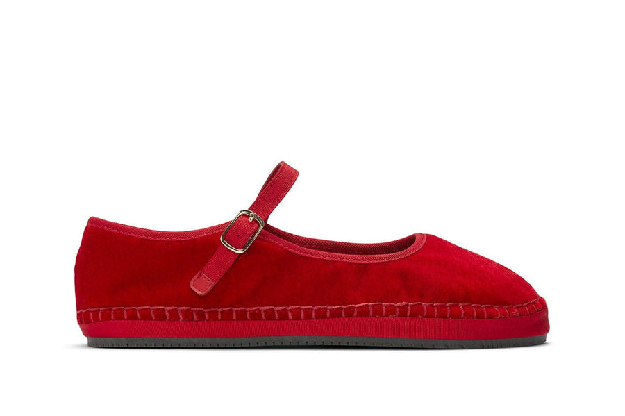 Women's Carlyle Mary Jane in Ruby velvet, side view