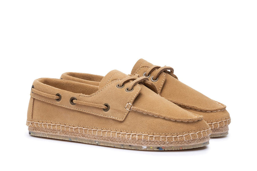 Women's Carmel Loafer in Maple suede, three-quarter view