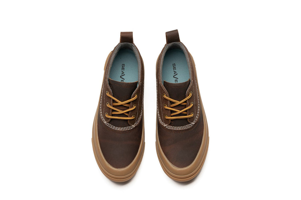 Women's Carson 3 Eye Boot in Bourbon leather, top view