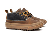 Women's Carson 3 Eye Boot in Peacoat Navy/Bark leather, three-quarter view
