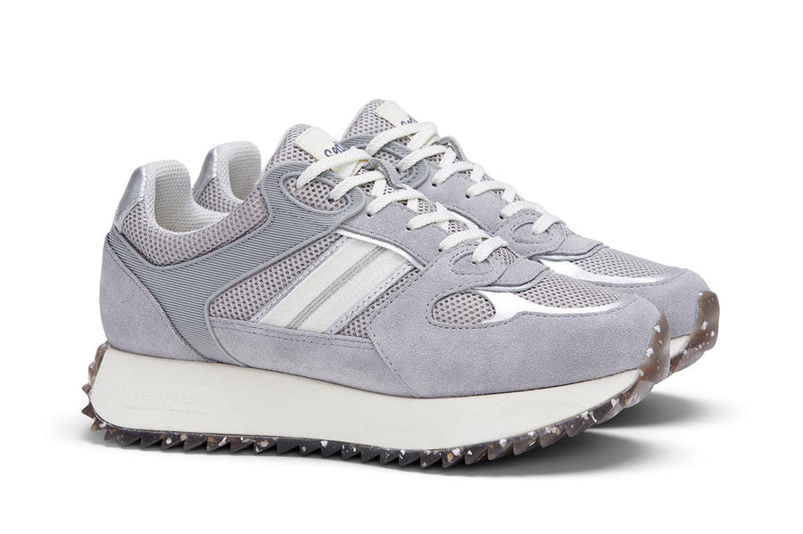 Women's Causeway Trainer sneaker in Moon Rock mesh and leather, three-quarter view