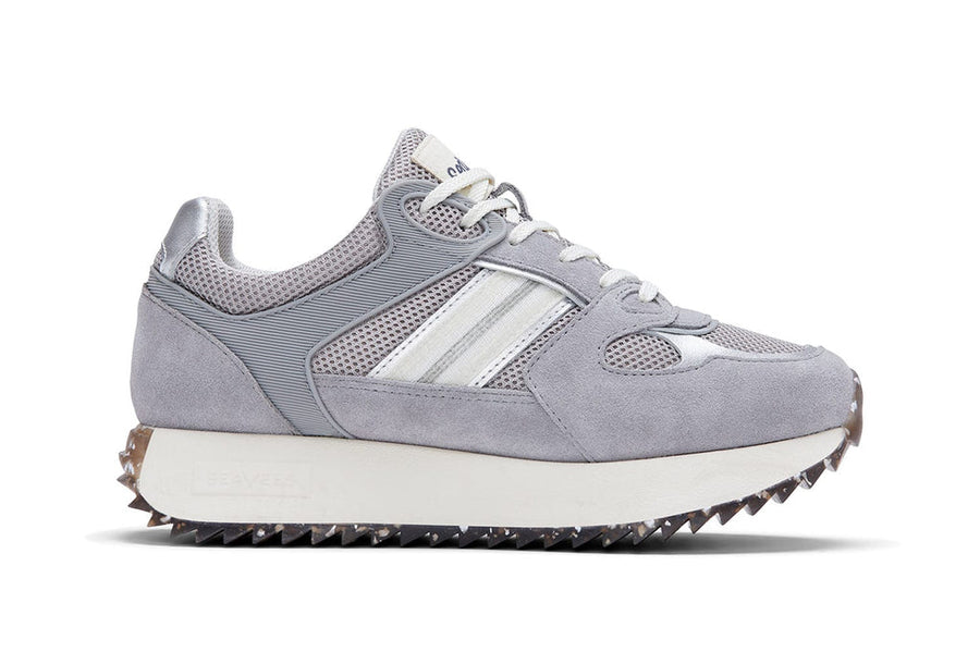 Women's Causeway Trainer sneaker in Moon Rock mesh and leather, side view