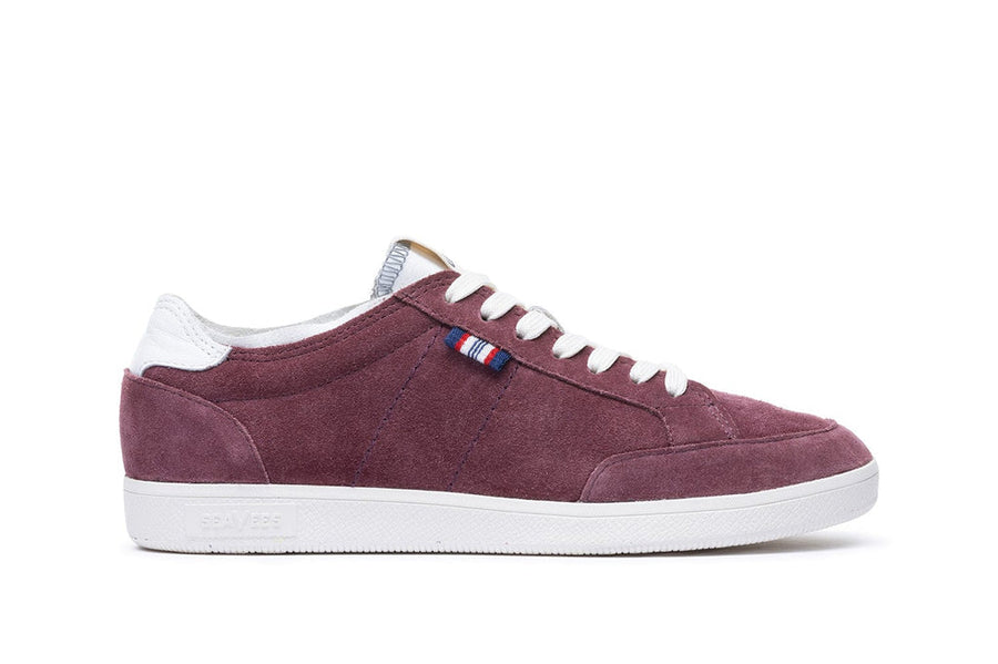 Women's Clipper Sneaker in Plum suede, side view