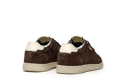 Women's Clipper Sneaker in Espresso suede, heel view
