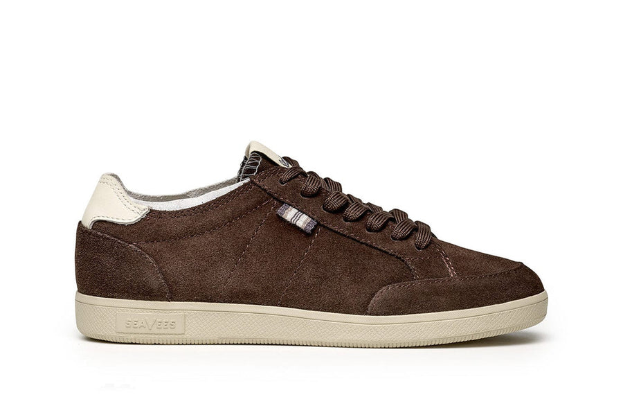 Women's Clipper Sneaker in Espresso suede, side view, alternate shot 2