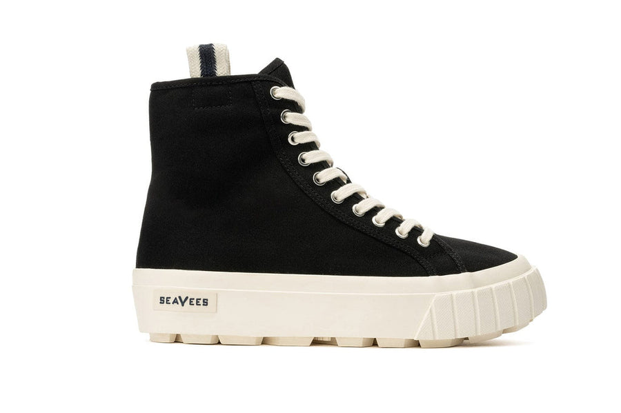 Women's La Brea Lug High Top Platform in Black canvas, side view