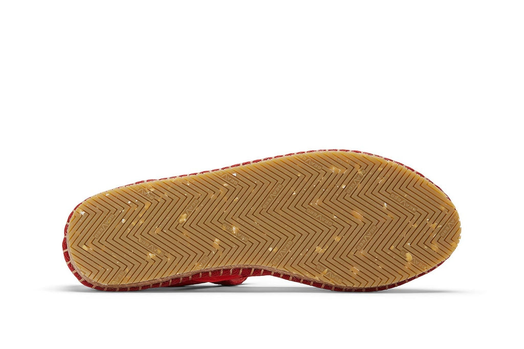 Women's Miramar Espadrille in Forever Red mesh, outsole view
